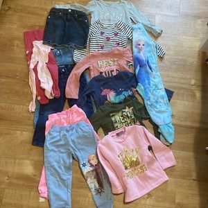 Toddler Girl Winter Clothes Jean Skirt, Tops, PJs 12 Pieces 3T Bundle